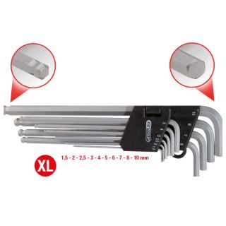 Satz gebogener Sechskantschlüssel SFERCE HEXAGONAL MALE WRENCHES IN CLIP SUPPORT 10 pcs KS TOOLS