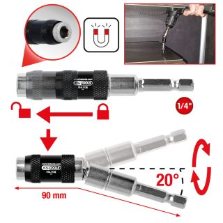 PORTAINSERTI A CAMBIO RAPIDO MAGNETICO DA 1/4" CON SNODO KS TOOLS