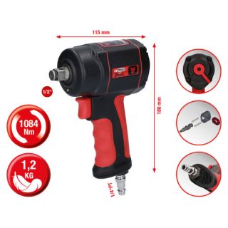 AVVITATORE AD IMPULSI PNEUMATICO 1/2"  THE MINIDEVIL AD ALTE PRESTAZIONI  1.084 Nm KS TOOLS