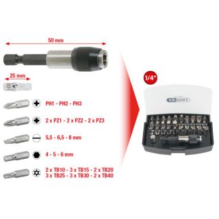 1/4" EINSÄTZE SET 32 Stück KS TOOLS 
