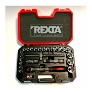 STOSSFESTER KOFFER 24 STK. SICHERHEITSZUBEHÖR UND 1/2" REXTA STECKSCHLÜSSEL